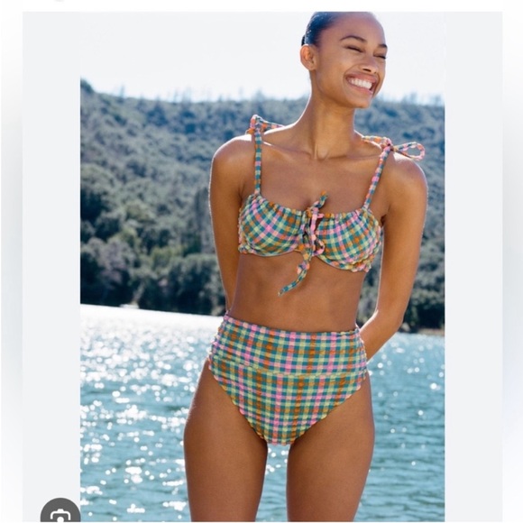 NWT BEACH RIOT Highway Bikini Bottom in Sunny Side Gingham - Picture 2 of 4